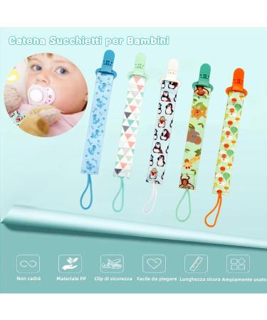 Pacified Chains Set - 5 Pacifiers Clips & Holders for Baby Boys & Girls | International Shipping - Buy Online on GoSupps.com