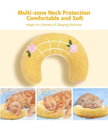 Jognee Pillow for Cats | Soft Fluffy Pet Calming Toy | Catnip Pillow Catnip Plush Toy | U-Shaped Pillow for Sleeping Resting Playing (Yellow) - Buy Online on GoSupps.com