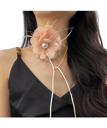 Southjieling Camelia-Flower Choker Necklace - Trendy Bridal & Gothic Jewelry Adjustable Rope Fashion for Women - Buy Online on GoSupps.com