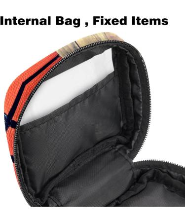 Retro Basketball Wood Storage Bag | Portable Menstrual Cup & Pad Pocket for Women & Teens - Buy Online on GoSupps.com