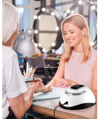 FAOKZE 220W Nail Dryer Lamp - UV LED Nail Lamp for Acrylic & Shellac Nails with Digital Timer (10/30/60/99S) - White - Perfect for All Gel Nail Polishes - Buy Online on GoSupps.com