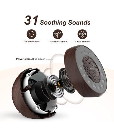 Housbay White Noise Machine - 31 High Fidelity Soothing Sounds - Sleep Timer - for Baby, Kids, Adults - Dark Brown Wooden - Buy Online on GoSupps.com