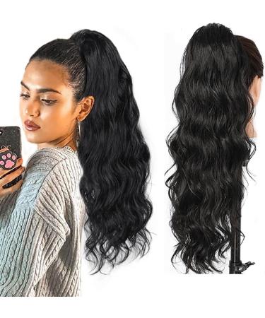 Hair Chignon 8-24 Inch Long Wavy Ponytail Hair Extensions Wrapping Ponytail Brazilian Real Hair Ponytail Hair Extensions Clips Messy Bun Hair Piece (Color : Black Size : 18inch(150g)) - Buy Online on GoSupps.com