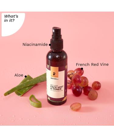 Pilgrim Red Vine Face Mist & Toner | Aloe Vera & Niacinamide | Hydrating & Pore-Minimizing Facial Mist | Refreshing Skin | 3.38 Fl Oz / 100ml - International Shipping Available - Buy Online on GoSupps.com