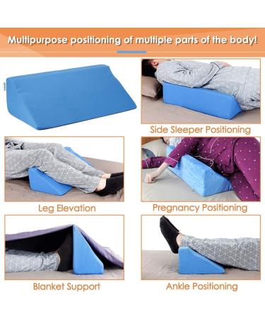 Blue Wedge Pillow for Surgery Recovery & Pregnancy - 30 Degree Incline, Back Pain Relief, Body Positioner & Pressure Ulcer Support - Buy Online on GoSupps.com