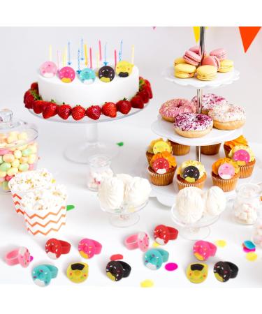 Shappy 48 Pcs Donut Cupcake Rings Donut Cupcake Toppers Multicolored Donut Party Favors Donut Party Supplies Cupcake Party Decoration for Women Wedding Birthday Shower Sweet Dessert Cake Gift 6 Style - Buy Online on GoSupps.com