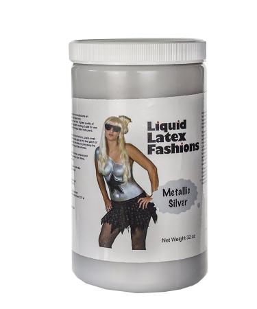 Metallic Silver 32 Fl Oz - Liquid Latex Face and Body Paint Ammonia Free Cosplay Nail Art Shimmering Finish Paint for Arts and Crafts