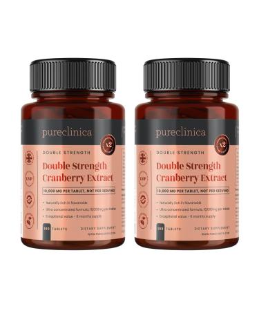 pureclinica Double Strength Cranberry Extract 10 000mg x 360 Ultra Concentrated Tablets (2 Bottles of 180) - 12 Months Supply!