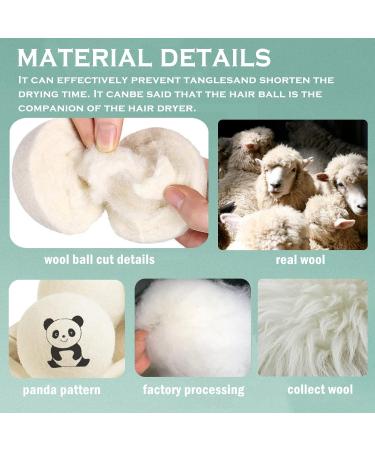 Laundry Wool Dryer Balls Natural Downy Laundry Fabric Softener Beads Reusable for Dryer 6 Pack XL Baby Safe with Lucky Panda Save Drying Time - Buy Online on GoSupps.com