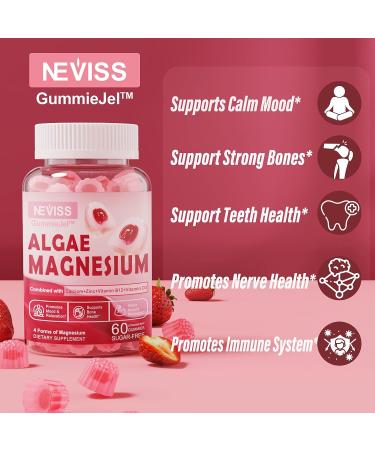 Sugar Free Calcium Magnesium Gummies 860mg + Algae Calcium Zinc B12 D3 | Bone & Nerve Health, Muscle Function, Mood - Algae Mg Glycinate, Citrate, Malate - 60 Gummies - Buy Online on GoSupps.com