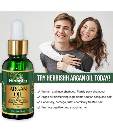 Herbishh Argan Oil for Hair - Deep Conditioning Treatment from Morocco | Frizz Control & Damage Repair | Nourishing Hair Serum 30ml - Buy Online on GoSupps.com