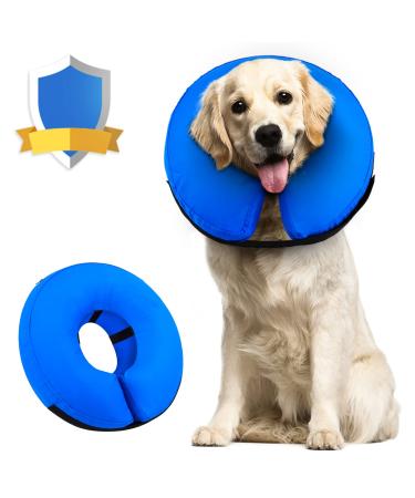 Supet Rewrise dog protective inflatable dog collar protective collar crawls for pets adjustable comfortable protective collar with Velcro XL XXL: neck circumference: 45.6-58.4 cm blue - Buy Online on GoSupps.com