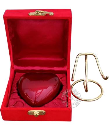 Red Heart Cremation Keepsake Urn with Brass Stand - Mini Pet Memorial - Buy Online on GoSupps.com
