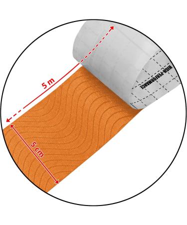 Buy BB Sport 6 Rollen Kinesiology Tape 5cm x 5m - Elastic Waterproof Muscle Strapping Bands in Orange | E-Book Guide Included | International Shipping - Buy Online on GoSupps.com