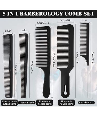5 Piece Hair Cutting Comb Set - Fine Teeth Carbon Combs for Men and Women - Buy Online on GoSupps.com