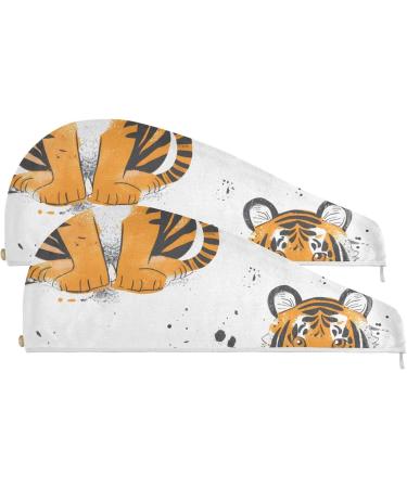 Clever Tigers Hair Towel 2 Pack - Super Absorbent Quick Dry Hair Turbans with Button Twisty Wrap for Women & Girls - International Shipping - Buy Online on GoSupps.com