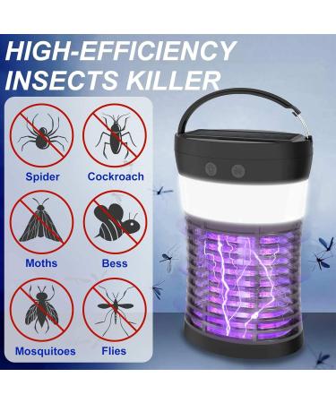Mosquito Killer lamp Portable Bug Zapper Light Bulbs & Waterproof Camping Lantern 1800mAh Battery USB and Solar Rechargable LED Insect & Fly Killer for Outdoor Home Bedroom Backyard Patio Black - Buy Online on GoSupps.com