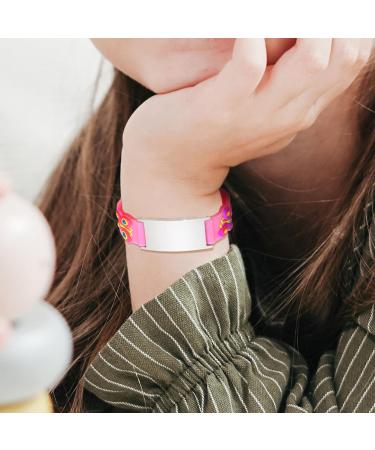 Emergency SOS Bracelet for Kids - Personalized Waterproof ID Armband | Anti-Lost Name & Phone Number - Pink Butterfly Design - Buy Online on GoSupps.com