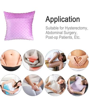 Hysterectomy Pillow for Post Surgery Recovery - Abdominal Surgery Support with Ice/Heat Pack Pocket - Minky Dot Lavender - Buy Online on GoSupps.com