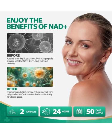 NAD Supplement NAD Nicotinamide Riboside Resveratrol 900mg Liposomal NAD Supplements for Women & Man High Purity NMNH Supplement Alternative for Anti-Aging Energy Focus - 2Pcs 100 Count (Pack of 2) - Buy Online on GoSupps.com