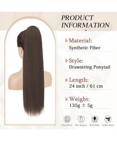 60cm Medium Brown Sofeiyan Ponytail Hair Extension - Natural Soft Synthetic Braid for Women - Buy Online on GoSupps.com