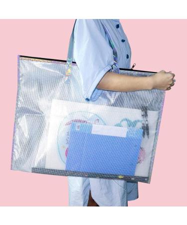 BUSOHA Art Portfolio Bag with Handle and Zipper - 2 PACK Large Clear Waterproof Poster Storage Bag for Artworks Drawing Pads Supplies Charts and Teaching Material Multipurpose -19 x 25 Inch - Buy Online on GoSupps.com