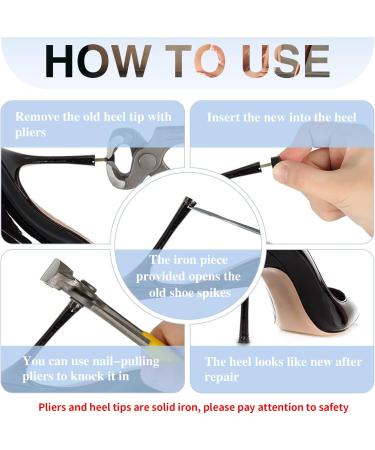 High Heel Replacement Tips | MHBH Shoe Heel Repair Kit - 20 Pairs 2 Colors & Pliers Fits Women's Shoes (Sizes 8-12.5mm - Buy Online on GoSupps.com