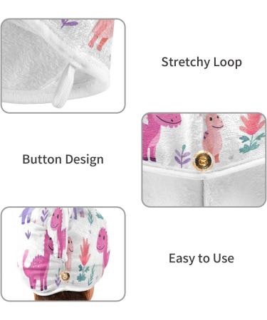 Pink Purple Dinosaur Hair Towel 2 Pack | Super Absorbent Quick Dry Turbans for Women & Girls - Buy Online on GoSupps.com