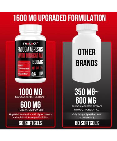 1600mg Fadogia Agrestis Tongkat Ali Supplement Fadogia Agrestis Extract for Men with Ashwagandha - Maximum Strength 120 Softgels 60 Count (Pack of 2) - Buy Online on GoSupps.com