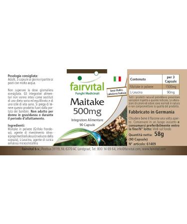 Fairvital | Maitake 500mg VEGAN - Highly dosed - 90 capsules - mushroom powder - Buy Online on GoSupps.com