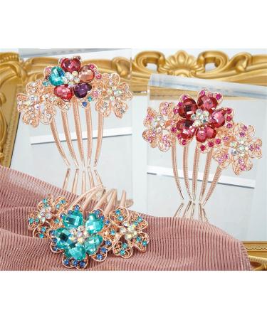 Rhinestones Hair Side Combs Crystal Flower Hair Comb Vintage Bridal Hair Comb Traditional Style Hairpin Hair Accessories for Women Bride Wedding Headpiece - Buy Online on GoSupps.com
