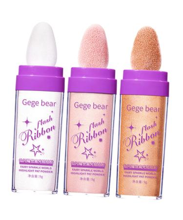 POPETPOP 3pcs Highlight Pat Powder Face Powder Loose Glitter Makeup Glitter for Hair and Body Brighten Voss 13.5x3.3cm Assorted Color