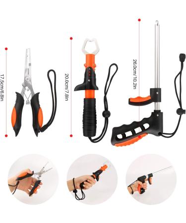 Mouhike Fishing Tool Kit: Pliers, Gripper, Scale, Hook Remover, Lanyard - Orange | Complete Fishing Accessories Set for Fishermen - Buy Online on GoSupps.com