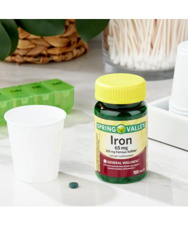 Spring Valley Iron Tablets 65 mg - 100 Count Value Size (Pack of 1) + Me Gustas Sticker - Buy Online on GoSupps.com