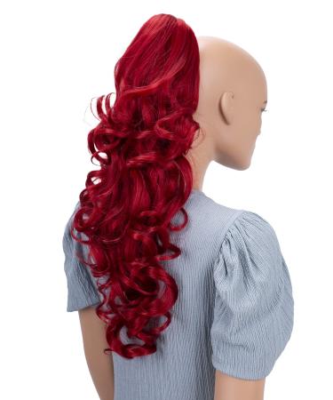 CAISHA 20" Hairpiece Ponytail Clip On Extension With Butterfly Claw Voluminous Wavy Intense Red H101 intense red #3100 H101