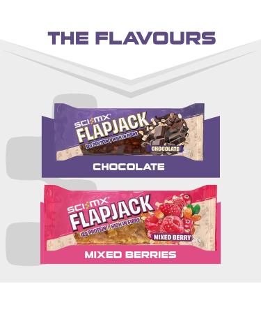 SCI-MX Chocolate Protein Flapjack 12 x 80 g - 12g Protein per Flapjack High Fibre + Oaty Goodness for Energy Boost - Guilt Free Snack made from Oats - Source of Protein - Suitable for Vegetarians FLAPJACK -Chocolate - Buy Online on GoSupps.com