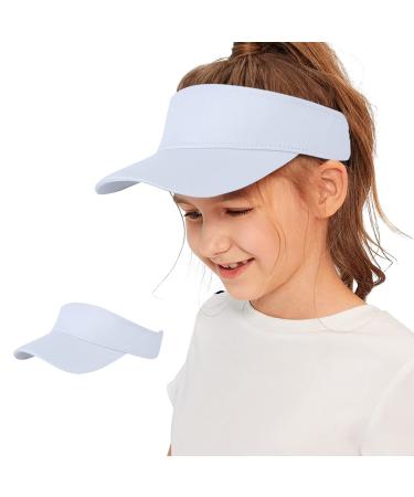 Zando Kids Sun Visor Hat Adjustable Cotton Girls Baseball Hat Boys Athletic Sports Tennis Hat Golf Visor Cap Beach Hat 6-12 Years 1pc White