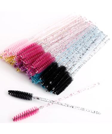 MSQ 60 PCS Disposable Eyelash Brushes Lightweight Disposable Mascara Wands - 10cm Long Eyelash Spoolies for Lash Extensions Eyebrows Contouring and Makeup (Multi-Colored)