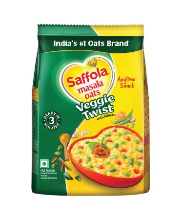 Saffola Masala Oats Veggie Twist | Collation d licieuse tout moment | Pr t en 3 minutes | Bont au millet avec Bajra & Jowar | Sans Maida sans conservateurs suppl mentaires | Aide avec Veggie Twist 250 g (Lot de 1)