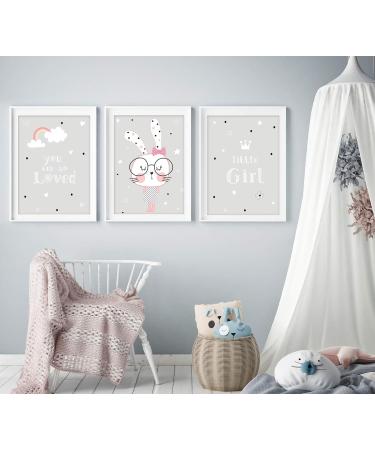 ArtPin Children's Room Poster Set - Decorative Girls Baby Room Wall Art (Set of 3 A4 Pictures) - Buy Online on GoSupps.com