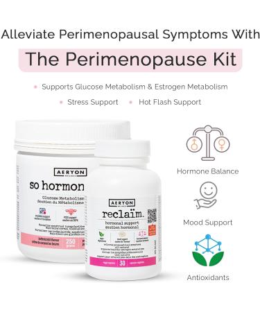 Aeryon Wellness Perimenopause Kit | Peri-menopause Supplements for Women | Supports Hormone Balance and Glucose Metabolism | Reduces Hot Flashes & Stress | Estrogen Supplements for Women | Made in Canada Peri-Menopause-Kit - Buy Online on GoSupps.com