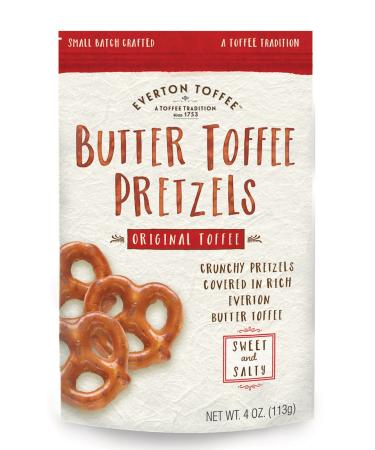 Everton Toffee Butter Toffee Pretzels Original Toffee Flavor (4 oz. bag 3-pack) Gourmet Artisan Toffee Covered Pretzels Sweet and Salty Mini Pretzel Snacks Small Batch Crafted 4 Ounce (Pack of 3)