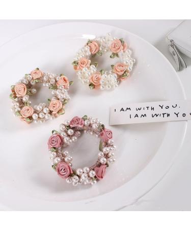 DORIS&JACKY Crystal Hair Tie Ponytail Holder with Rhinestone Beads - Handmade Hair Accessories for Women & Girls (3-flower with pearl 4 pcs) - Buy Online on GoSupps.com