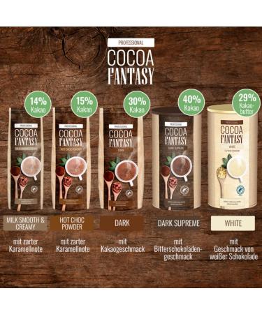 Cocoa Fantasy Dark Supreme - Premium 1kg Dark Drinking Chocolate | 40% Cocoa Powder for Rich Hot Chocolate - Buy Online on GoSupps.com
