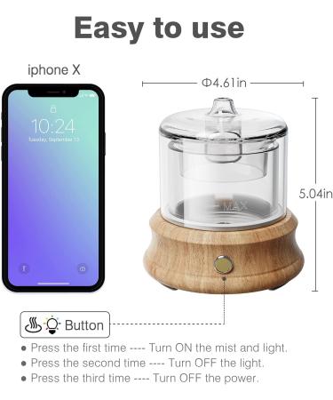 Glass Essential Oil Diffuser Humidifier [Plastic Free] - Natural Wood Base, Waterless Auto Shut-Off, 7 Colors Lights - 80 ML Cordless Aroma Diffuser for Home, Bedroom, Office - Ideal Gift for Mom, Wife - Buy Now! - Buy Online on GoSupps.com