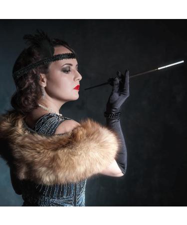 AOT 1920s Flapper Headband Set Vintage Feather Headpiece with Necklace Cigarette Rod and Long Black Gloves 20s Theme Party Accessories for Women Costume Prom Wedding Carnival Party Party Accessory Set - Buy Online on GoSupps.com