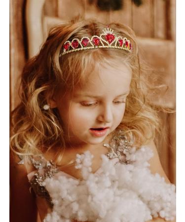 SWEETV Red Princess Tiara for Girls - Crystal Heart Headband for Kids Costume & Cosplay - Buy Online on GoSupps.com