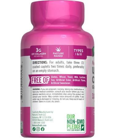 Nature's Truth Collagen Peptides | 90 Caplets | Type 1 and 3 with Vitamin C | Grass Fed Non-GMO & Gluten Free Supplement - Buy Online on GoSupps.com