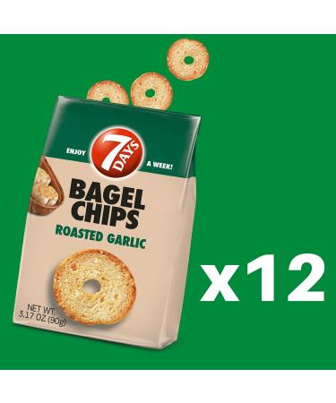 7Days Roasted Garlic Bagel Chips - Non-GMO, Natural, 3.17oz (Pack of 12) - Buy Online on GoSupps.com