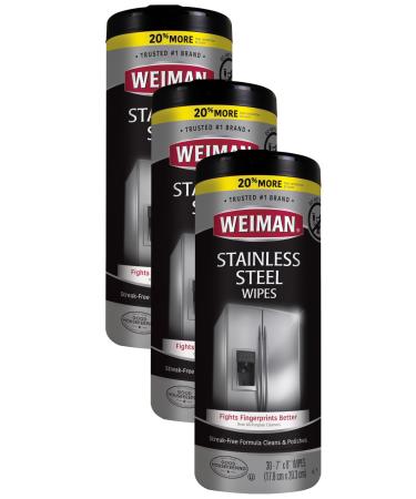 Weiman Products Stainless Steel Wipes 30 Count (Pack of 3)